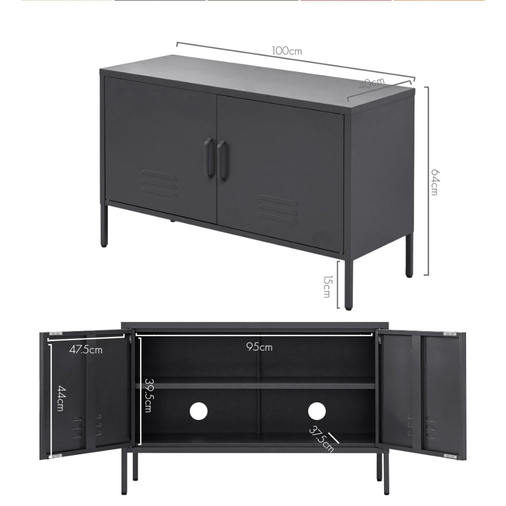 Artiss Buffet Sideboard Metal Cabinet - BASE Charcoal - TRENDZ