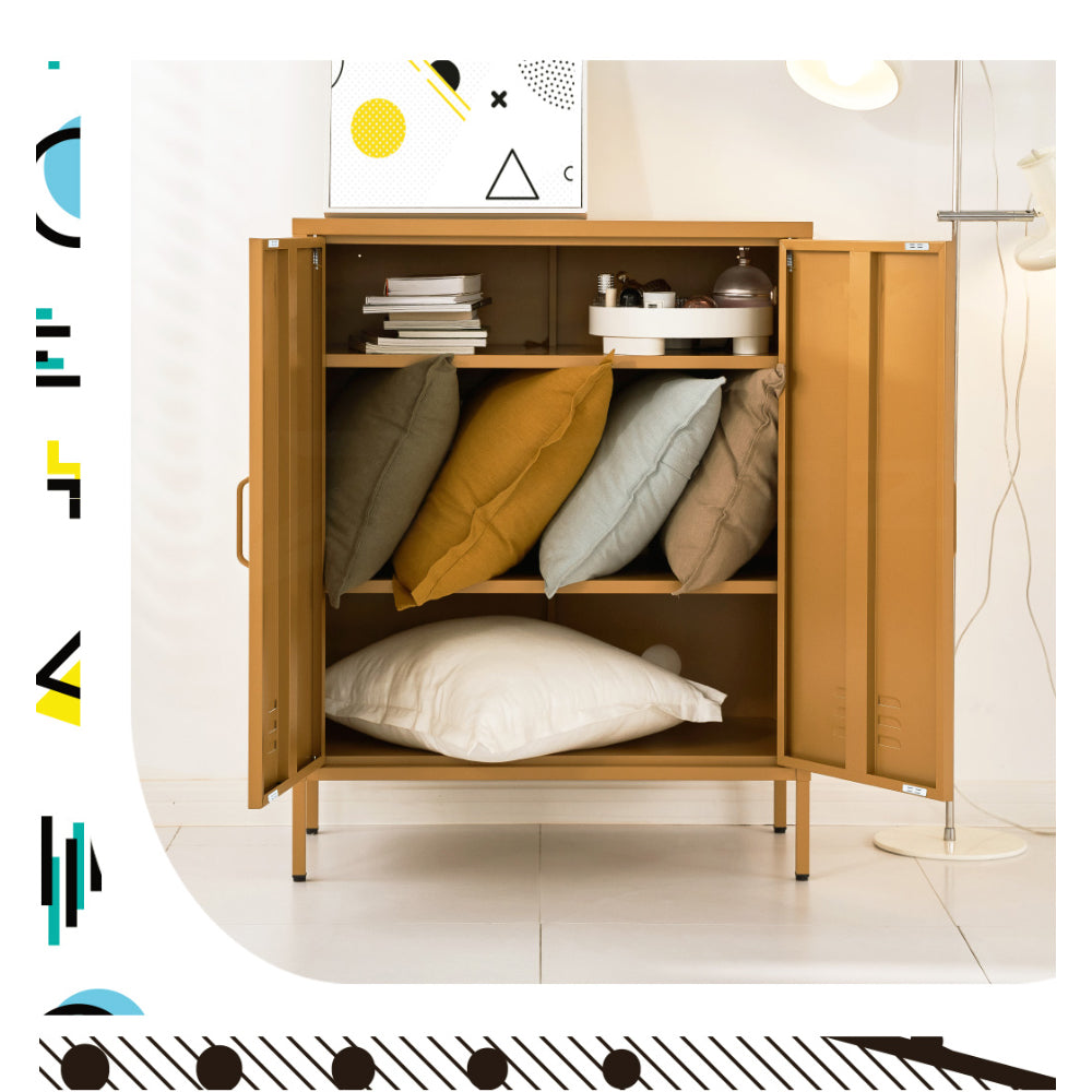 Artiss Buffet Sideboard Metal Cabinet - SWEETHEART Yellow - TRENDZ