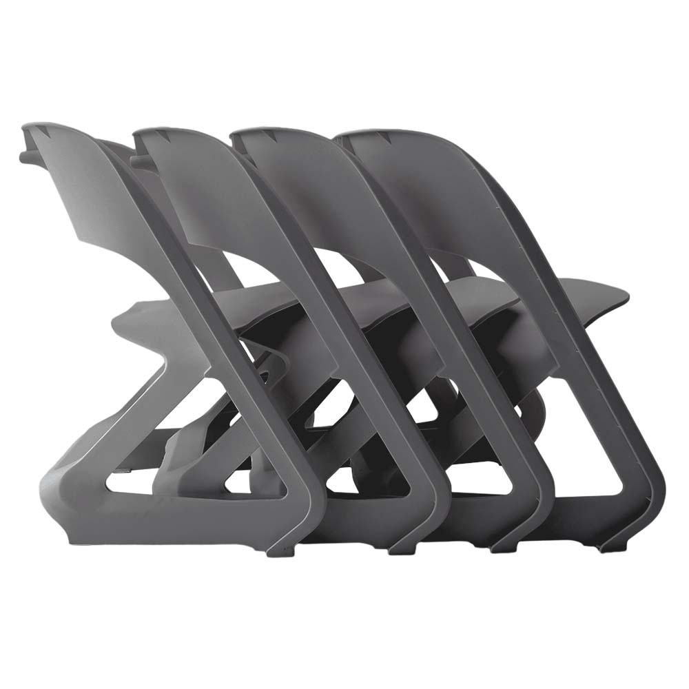 ArtissIn Set of 4 Dining Chairs Office Cafe Lounge Seat Stackable Plastic Leisure Chairs Grey - TRENDZ