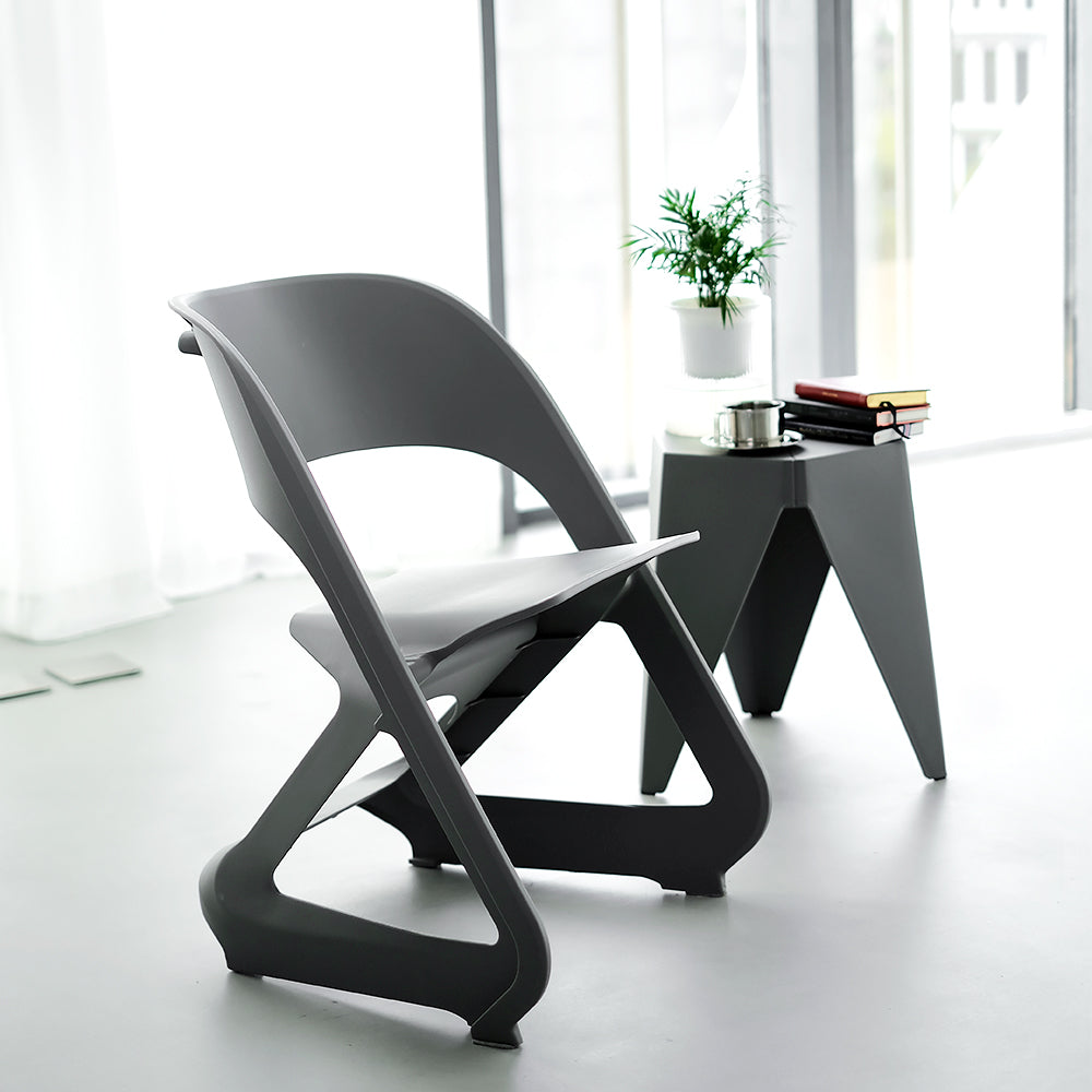 ArtissIn Set of 4 Dining Chairs Office Cafe Lounge Seat Stackable Plastic Leisure Chairs Grey - TRENDZ