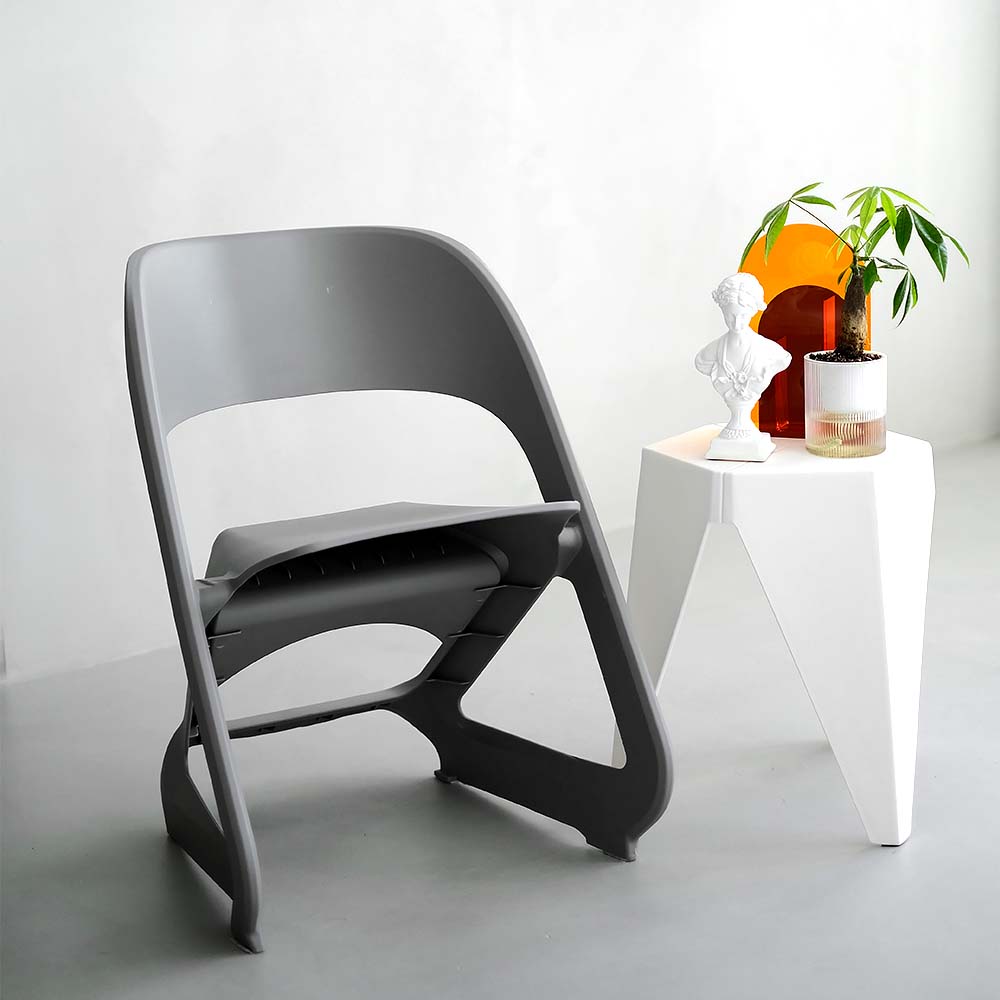 ArtissIn Set of 4 Dining Chairs Office Cafe Lounge Seat Stackable Plastic Leisure Chairs Grey - TRENDZ