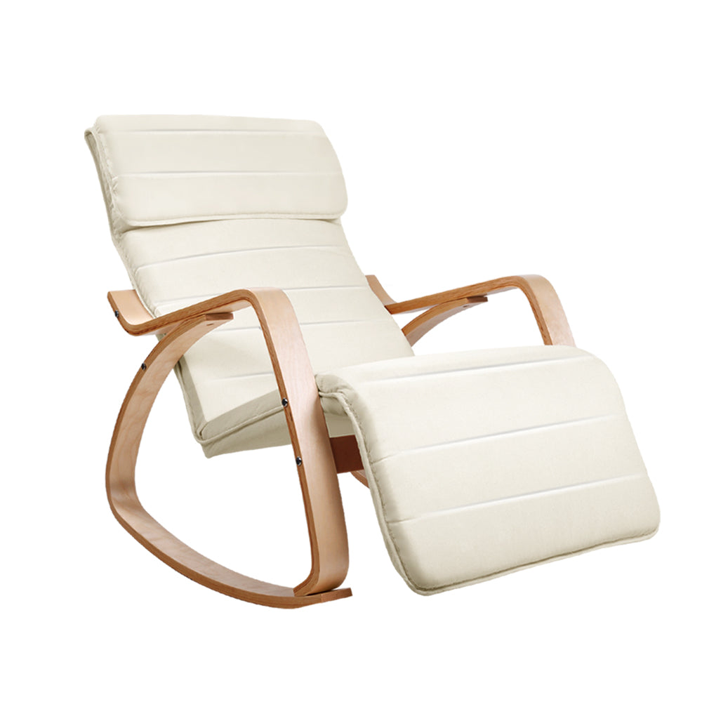 Artiss Rocking Armchair Footrest Nursing Beige Afton - TRENDZ