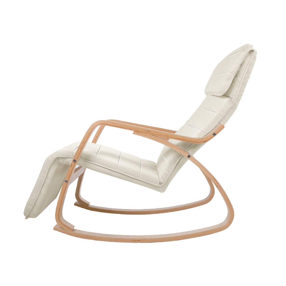 Artiss Rocking Armchair Footrest Nursing Beige Afton - TRENDZ