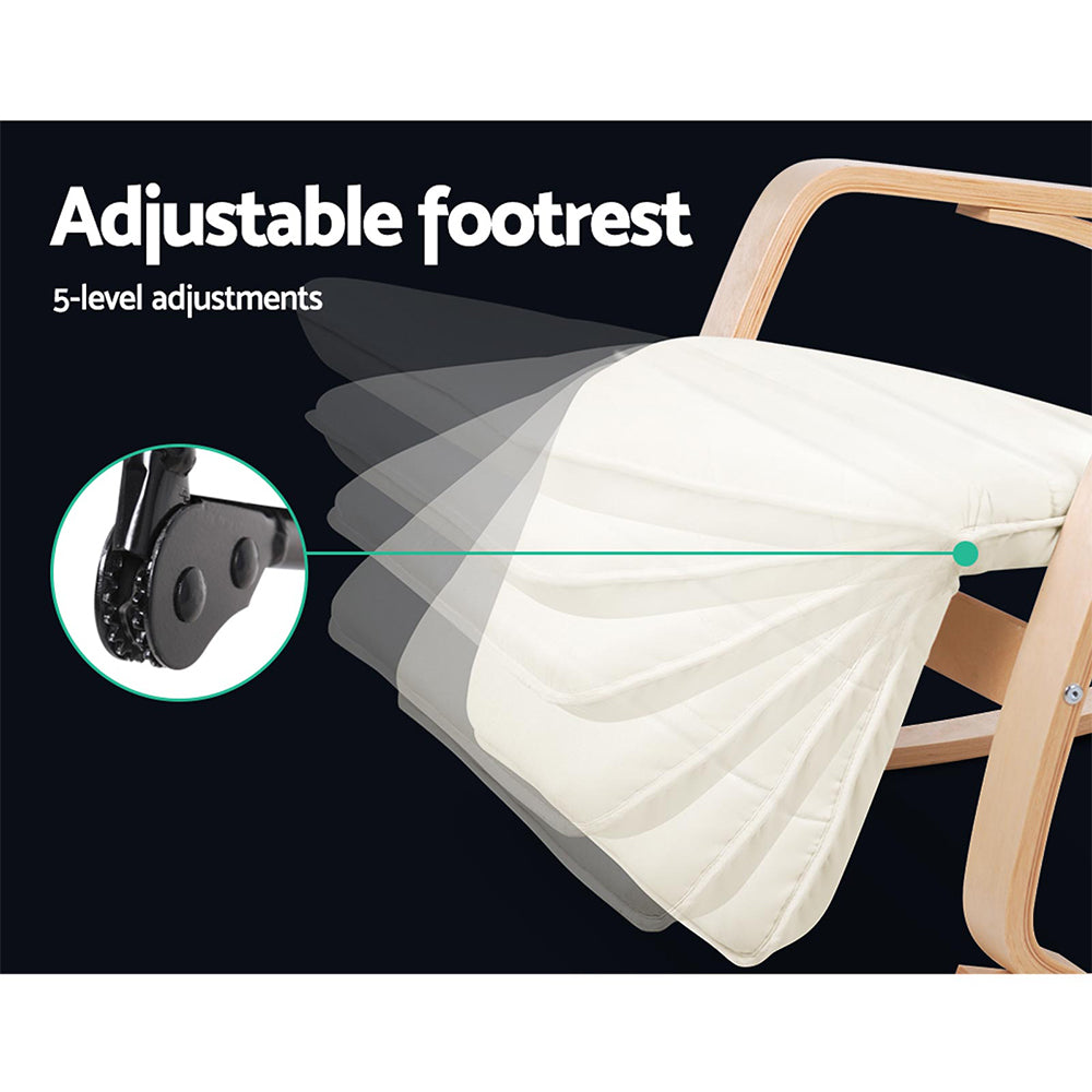 Artiss Rocking Armchair Footrest Nursing Beige Afton - TRENDZ