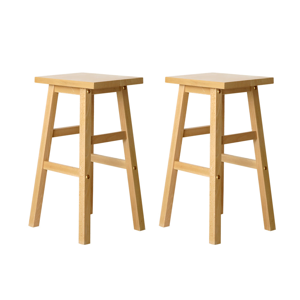 Artiss Bar Stools Kitchen Counter Stools Wooden Chairs Natural x2 - TRENDZ