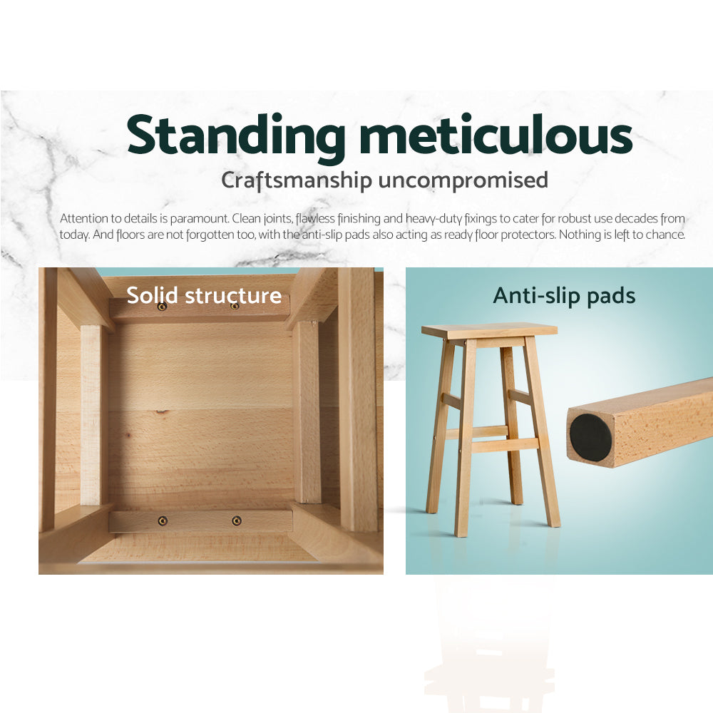 Artiss Bar Stools Kitchen Counter Stools Wooden Chairs Natural x2 - TRENDZ