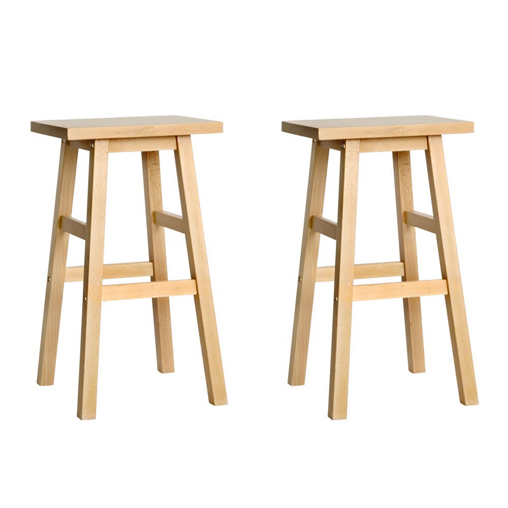 Artiss Bar Stools Kitchen Counter Stools Wooden Chairs Natural x2 - TRENDZ