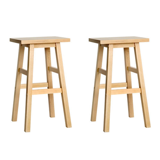 Artiss Bar Stools Kitchen Counter Stools Wooden Chairs Natural x2 - TRENDZ