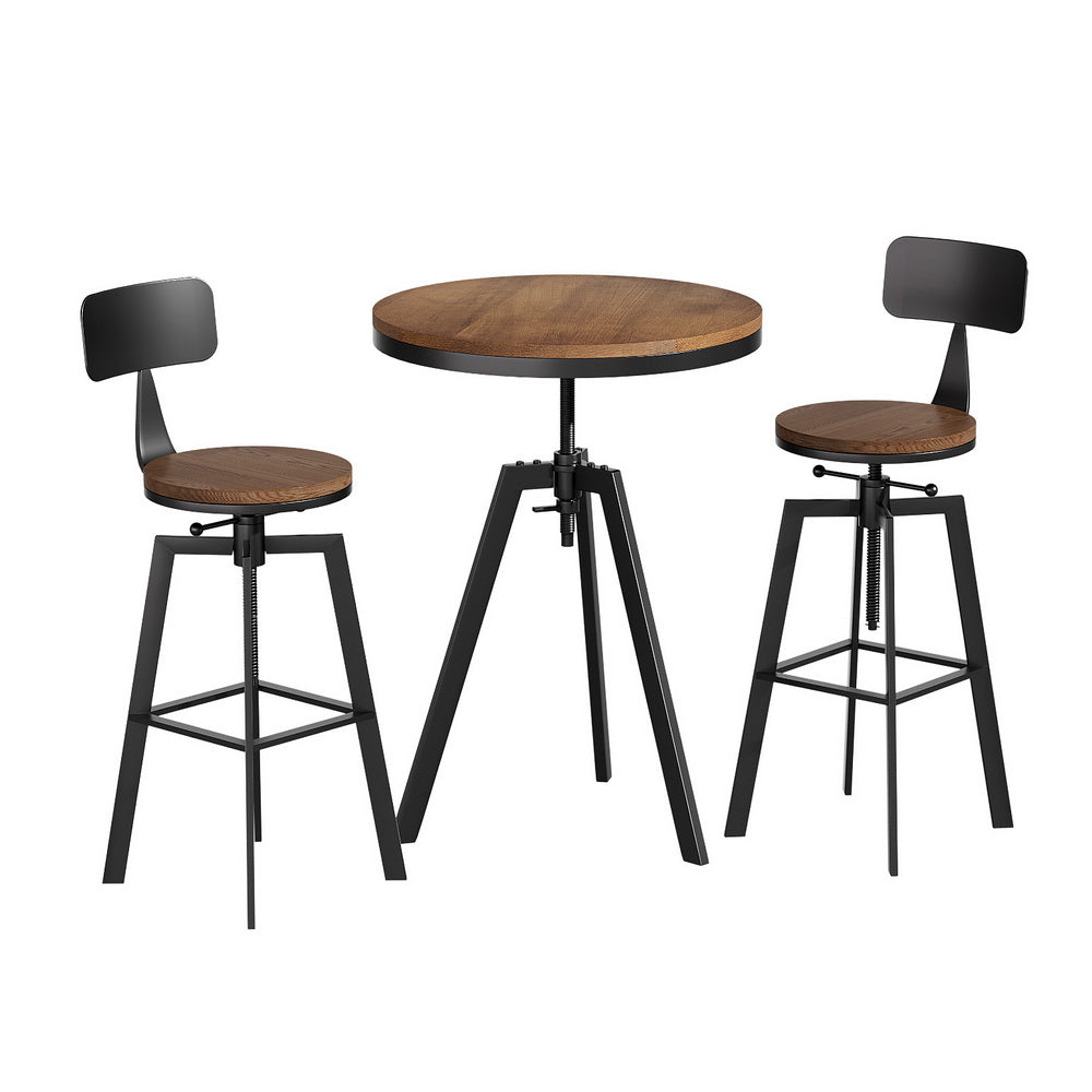 Artiss Bar Table and Stools Set Dining Desk Industrial Kitchen Chairs Cafe Pub - TRENDZ