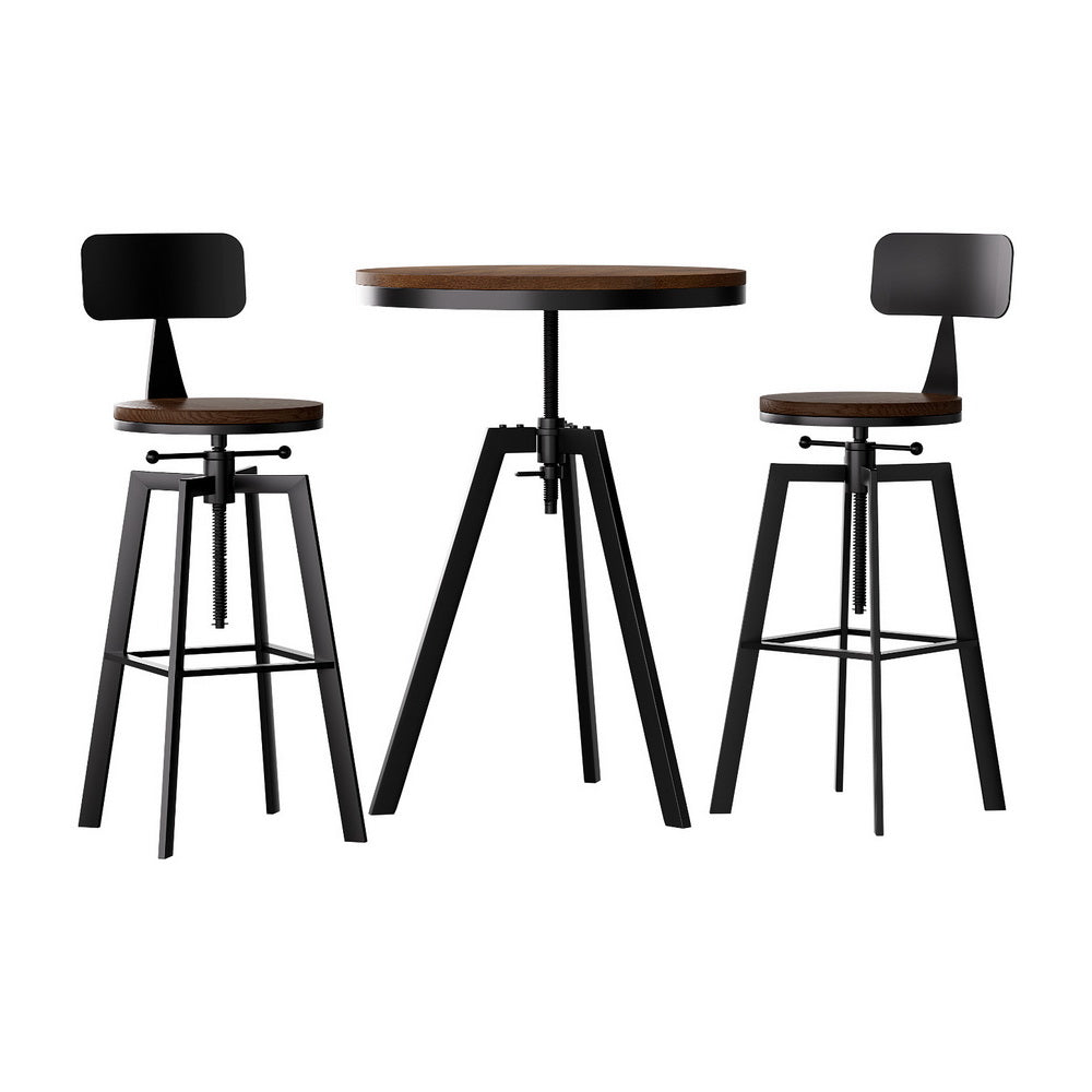 Artiss Bar Table and Stools Set Dining Desk Industrial Kitchen Chairs Cafe Pub - TRENDZ