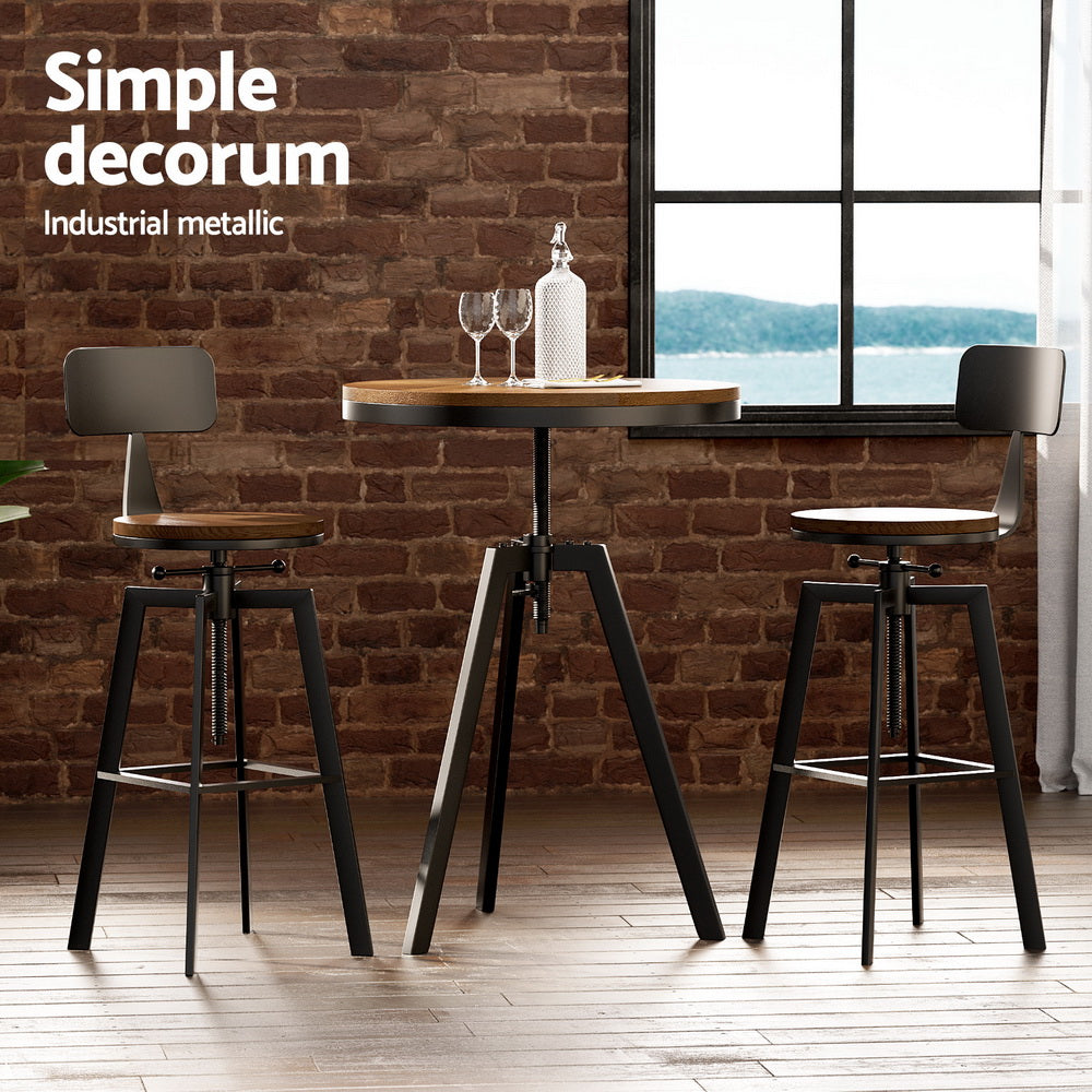 Artiss Bar Table and Stools Set Dining Desk Industrial Kitchen Chairs Cafe Pub - TRENDZ