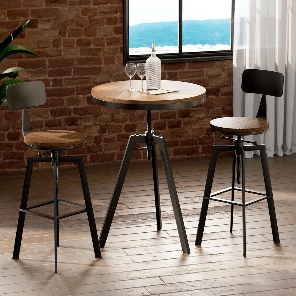 Artiss Bar Table and Stools Set Dining Desk Industrial Kitchen Chairs Cafe Pub - TRENDZ