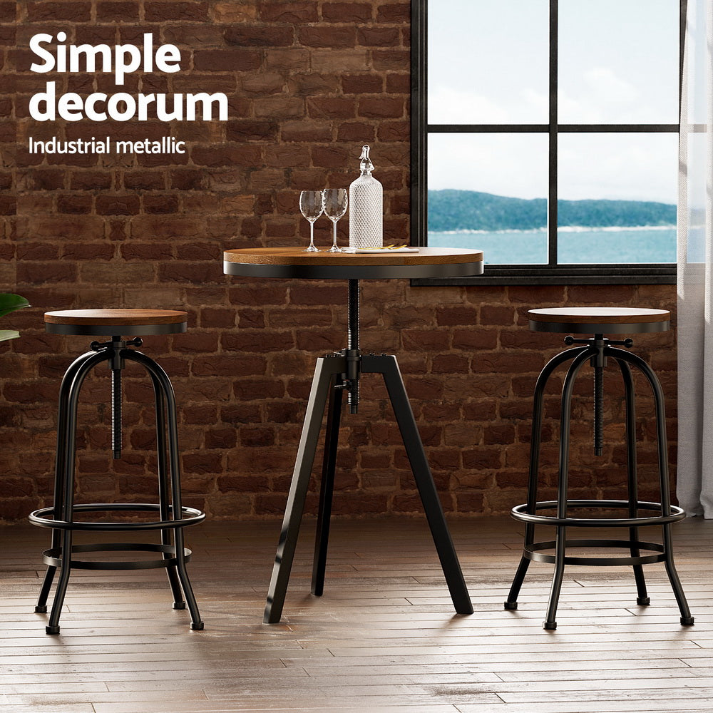 Artiss Bar Table Stools Set Dining Desk Industrial Kitchen Chairs Cafe Pub - TRENDZ