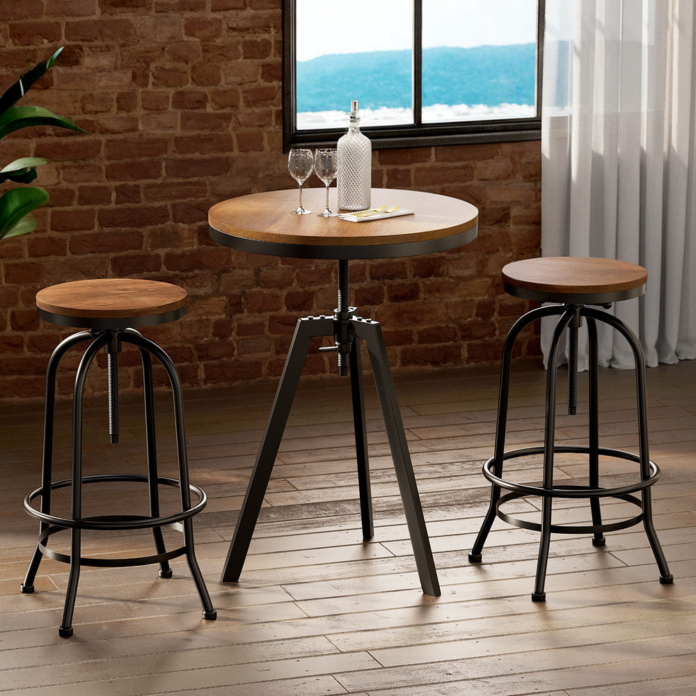 Artiss Bar Table Stools Set Dining Desk Industrial Kitchen Chairs Cafe Pub - TRENDZ