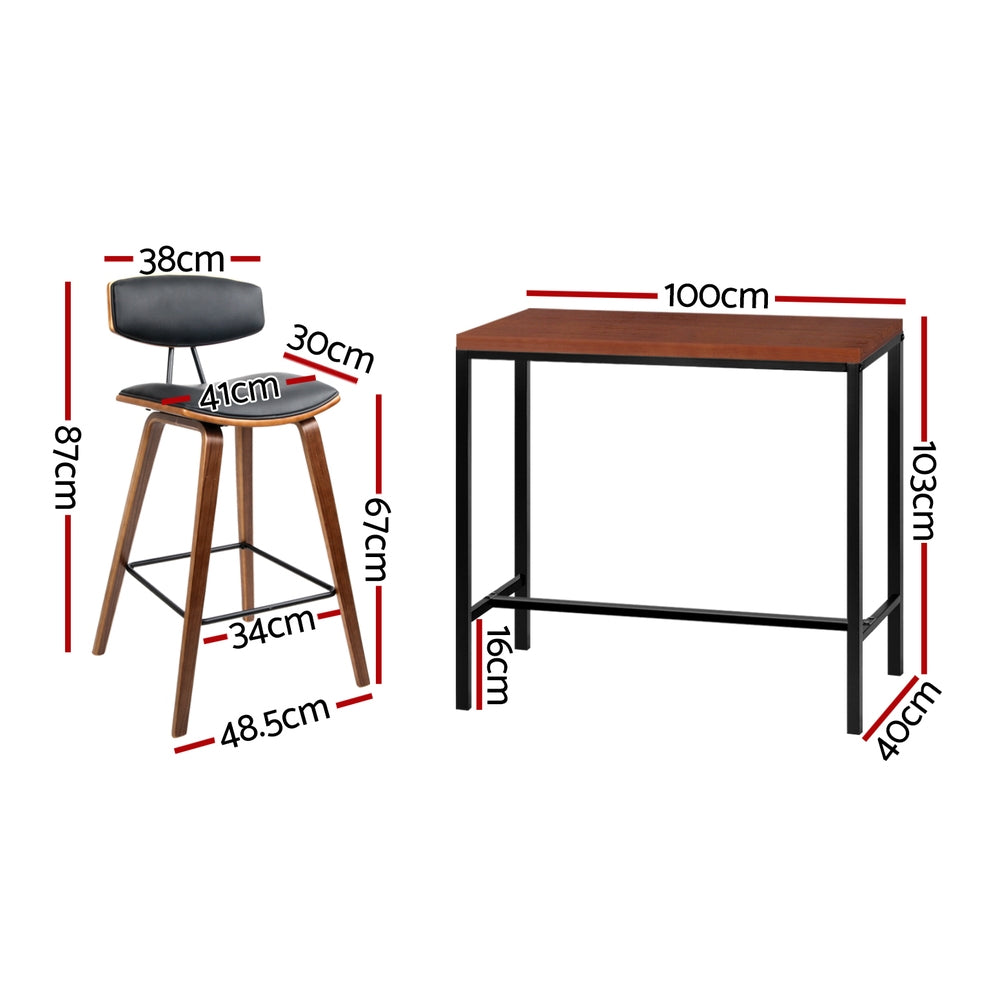 Artiss Bar Table and Stools Set Dining Desk Kitchen Chairs Cafe Pub - TRENDZ