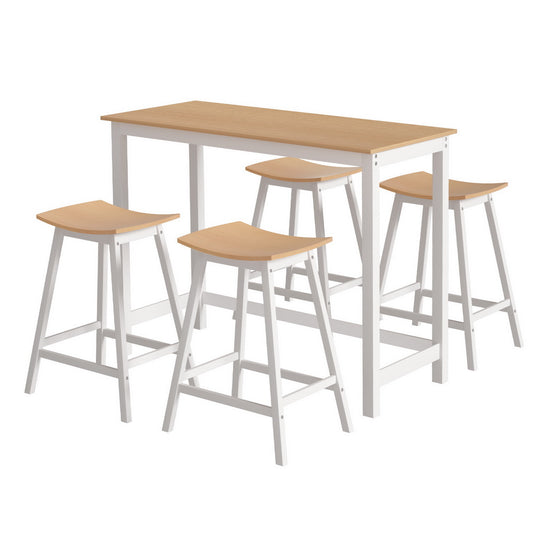 Artiss Bar Table and Stools Set Dining Desk Solid Wood Kitchen Chairs Cafe Pub - TRENDZ