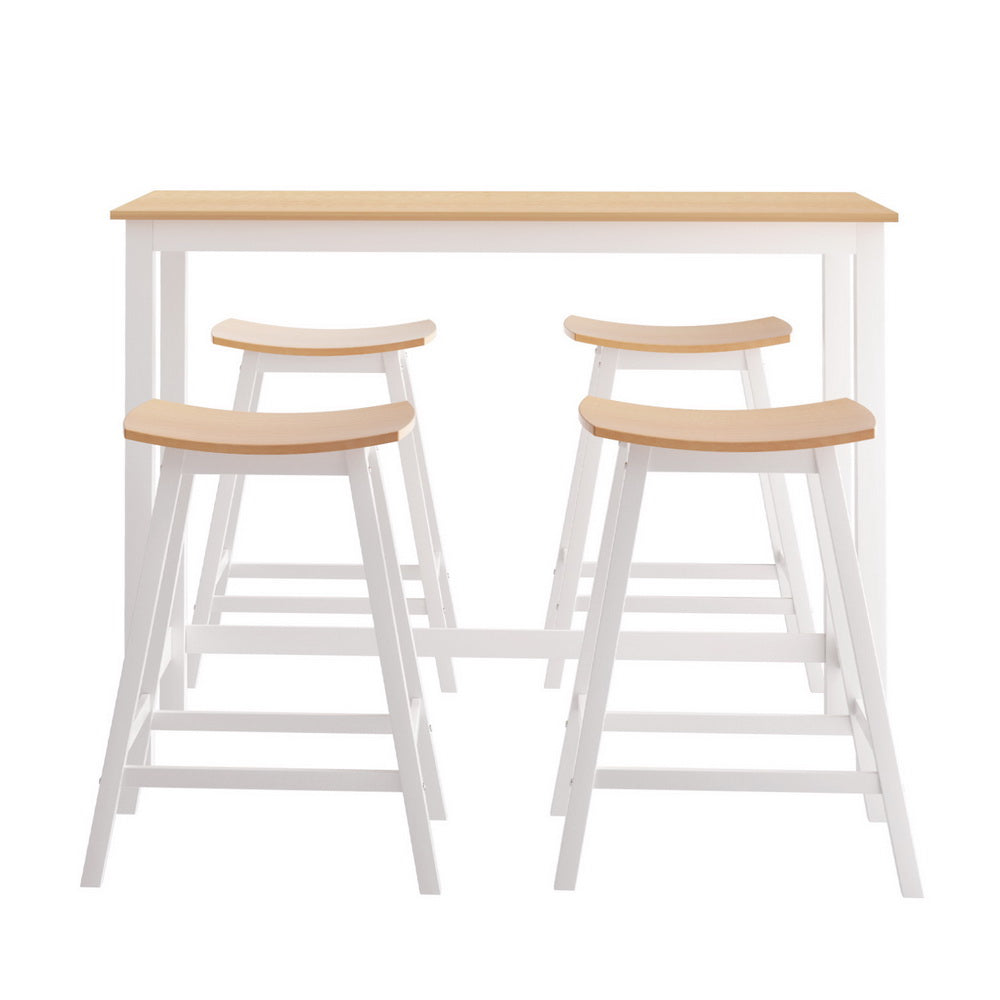 Artiss Bar Table and Stools Set Dining Desk Solid Wood Kitchen Chairs Cafe Pub - TRENDZ