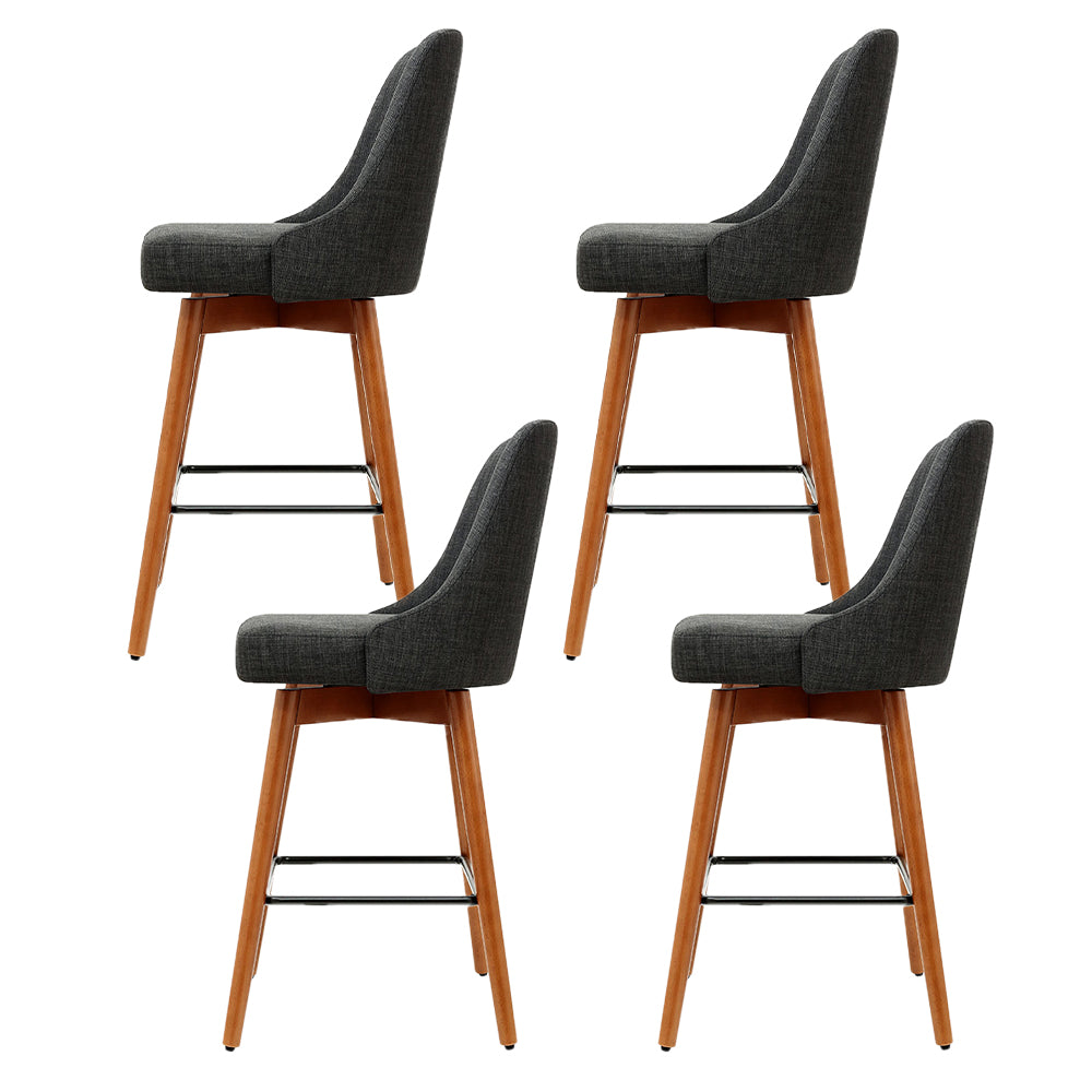 Artiss 4x Bar Stools Swivel Seat Wooden Charcoal - TRENDZ