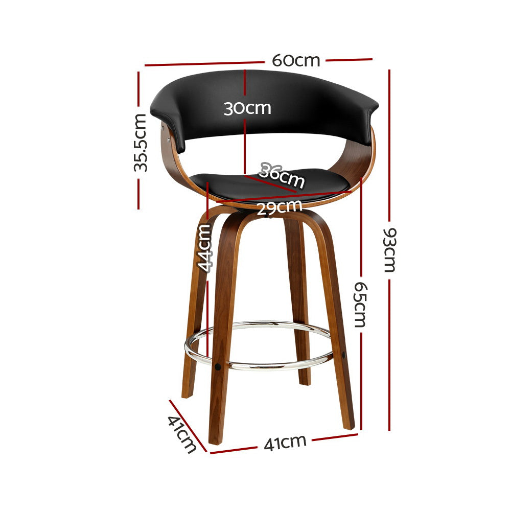 Artiss 4x Bar Stools Swivel PU Seat Wooden - TRENDZ