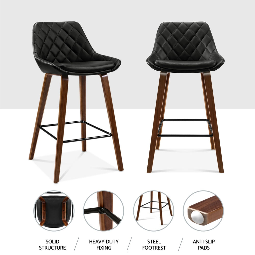 Artiss 4x Bar Stools PU Seat Wooden - TRENDZ