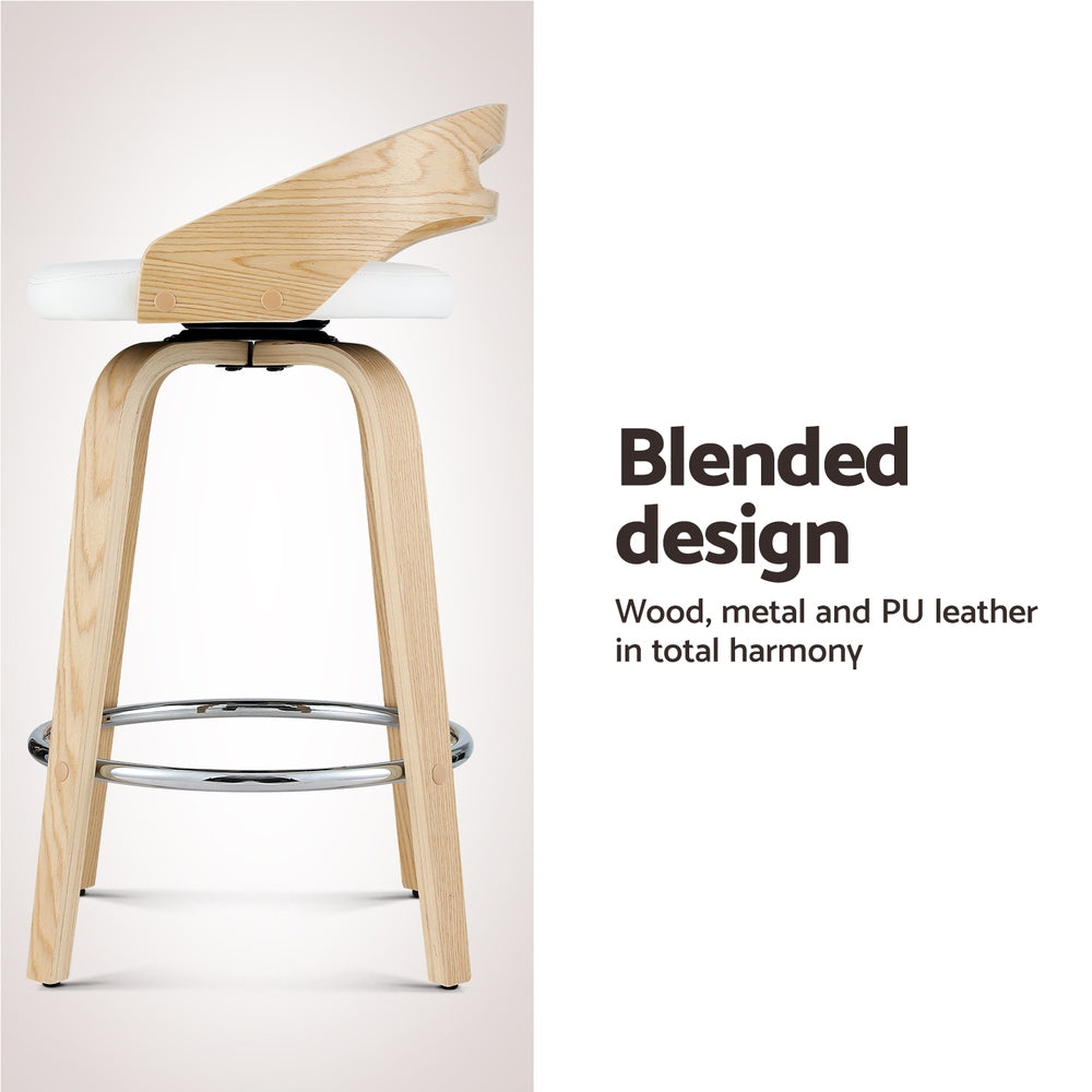 Artiss 2x Bar Stools Swivel Dining Chairs Low Back Counter Seat PU Cushion - TRENDZ