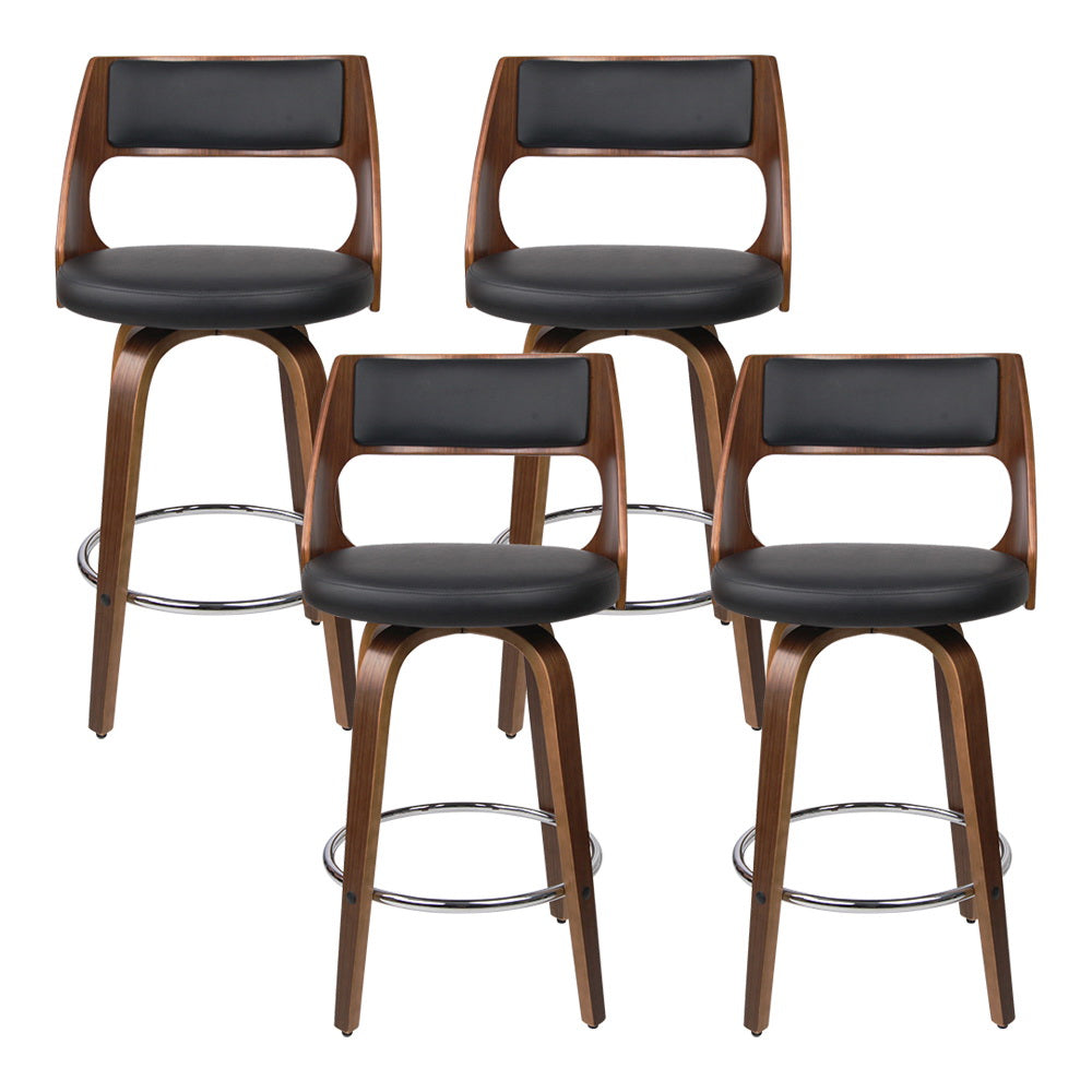 Artiss 4x Bar Stools Swivel Leather Chair 76cm - TRENDZ