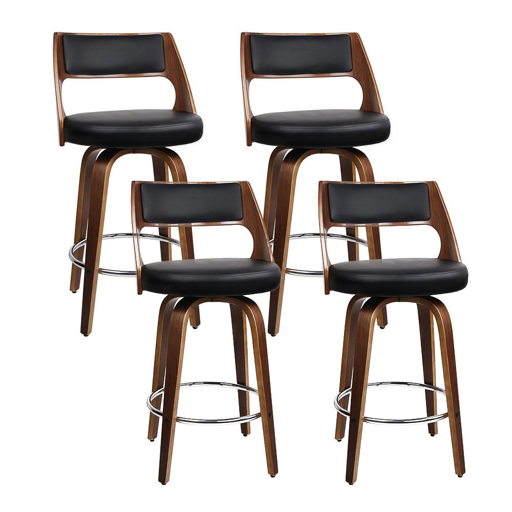 Artiss 4x Bar Stools Swivel Leather Chair 76cm - TRENDZ