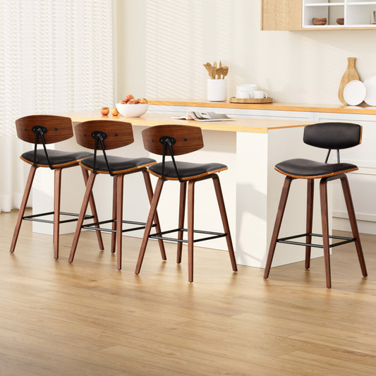 Artiss 4x Bar Stools Leather Padded w/Backrest - TRENDZ