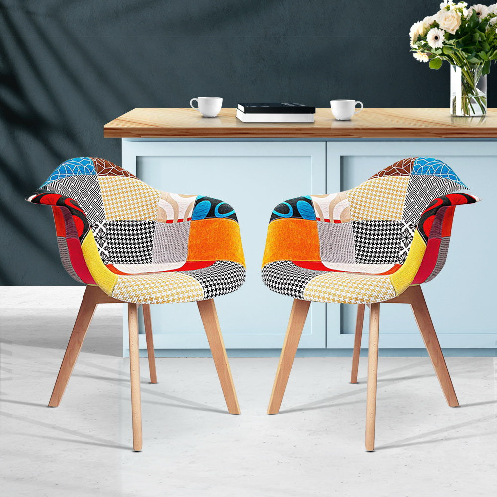 Artiss Dining Chairs Set of 2 Fabric Retro Replica DSW - TRENDZ