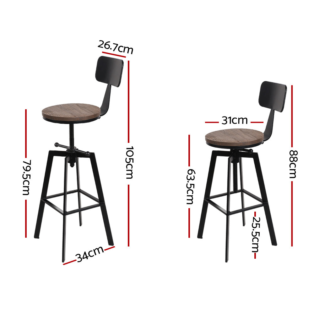 Artiss Bar Stools Kitchen Counter Chairs Vintage Metal Chairs x2 - TRENDZ