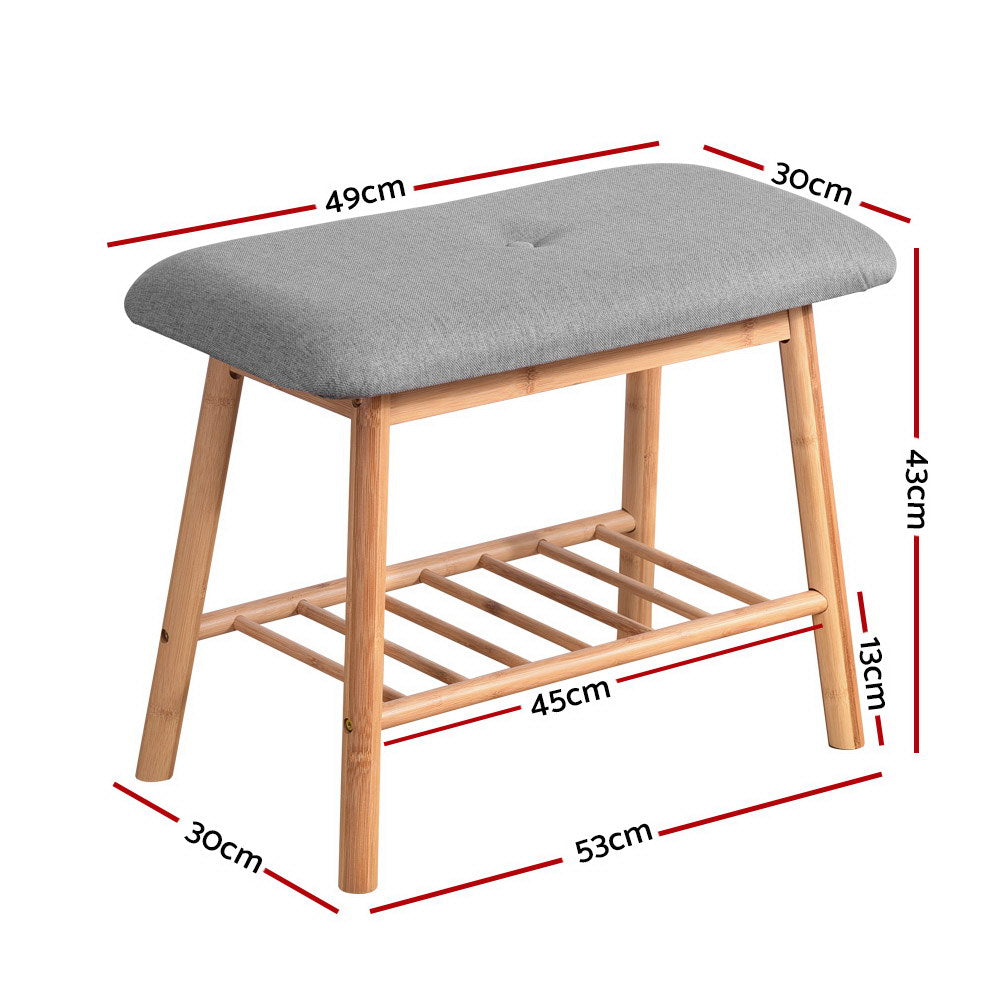 Artiss Shoe Rack Shoe Bench Fabric Seat 2 Pairs - TRENDZ