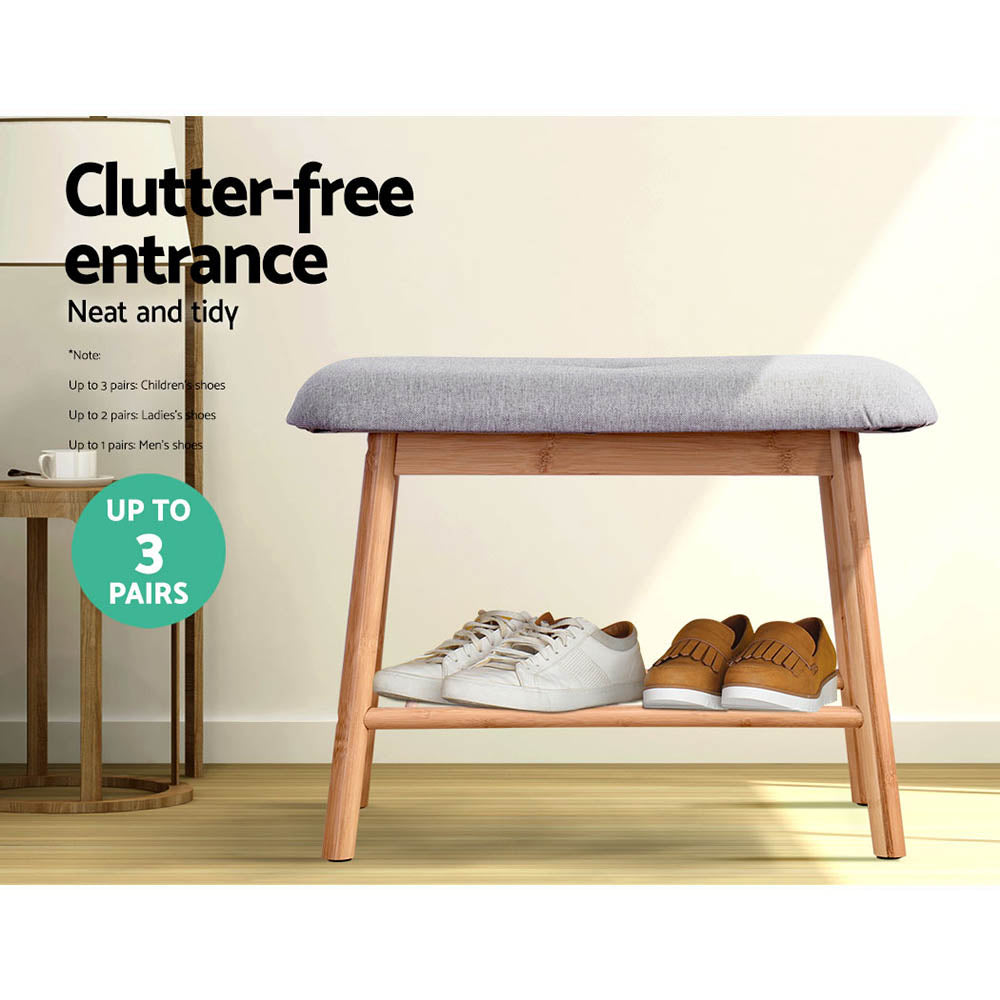 Artiss Shoe Rack Shoe Bench Fabric Seat 2 Pairs - TRENDZ