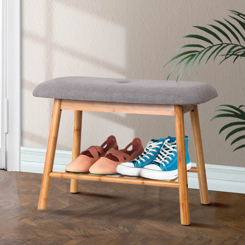 Artiss Shoe Rack Shoe Bench Fabric Seat 2 Pairs - TRENDZ