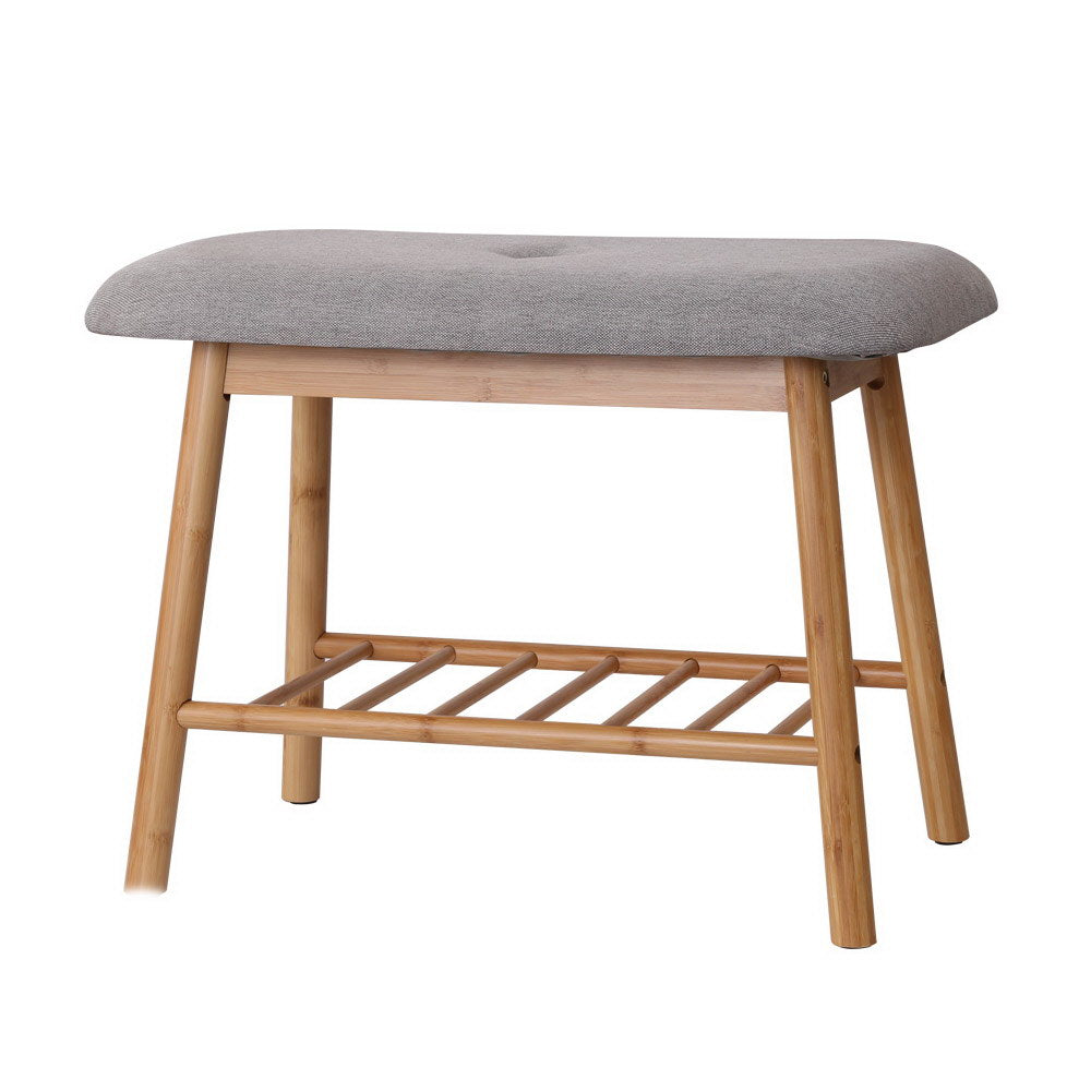 Artiss Shoe Rack Shoe Bench Fabric Seat 2 Pairs - TRENDZ