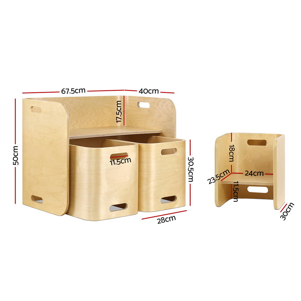 Keezi 3PCS Kids Table and Chairs Set Multifunctional Storage Desk - TRENDZ