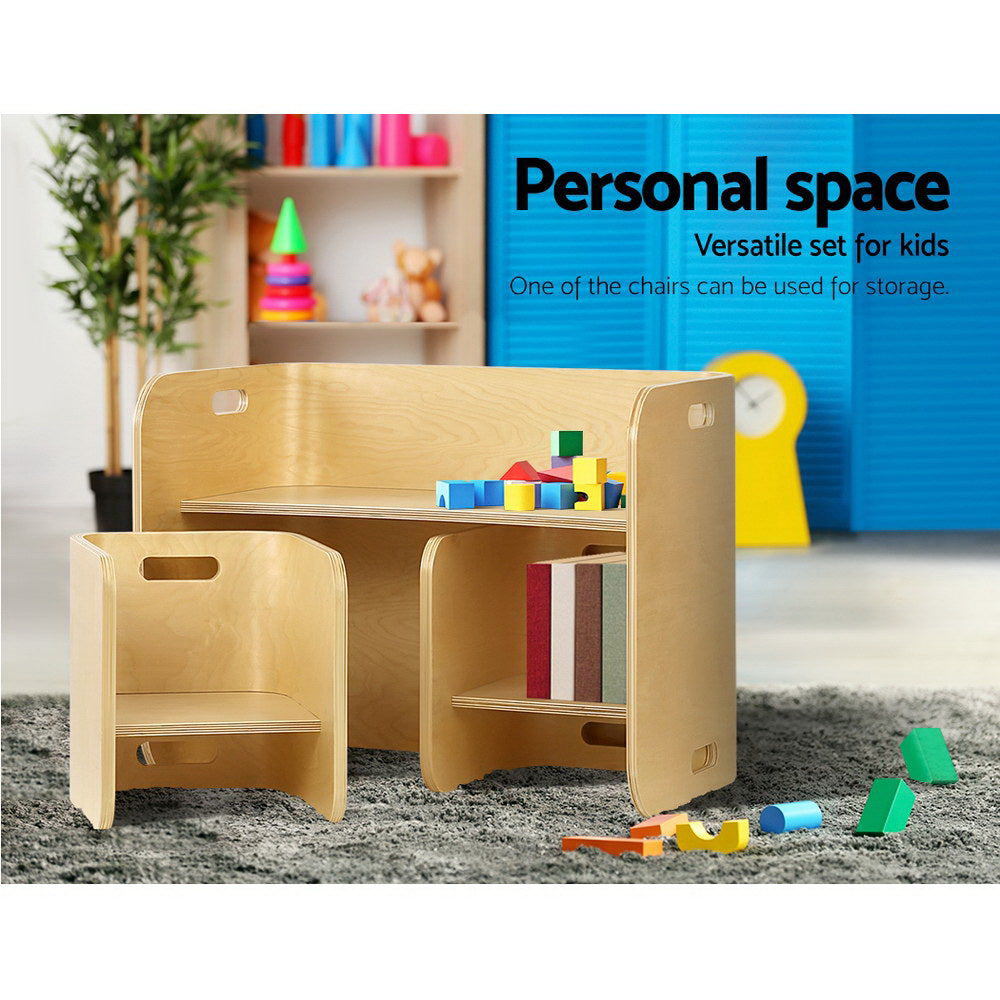 Keezi 3PCS Kids Table and Chairs Set Multifunctional Storage Desk - TRENDZ
