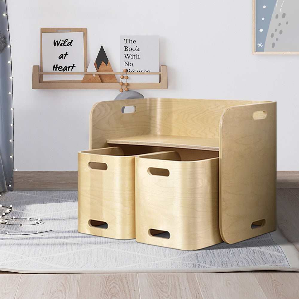 Keezi 3PCS Kids Table and Chairs Set Multifunctional Storage Desk - TRENDZ