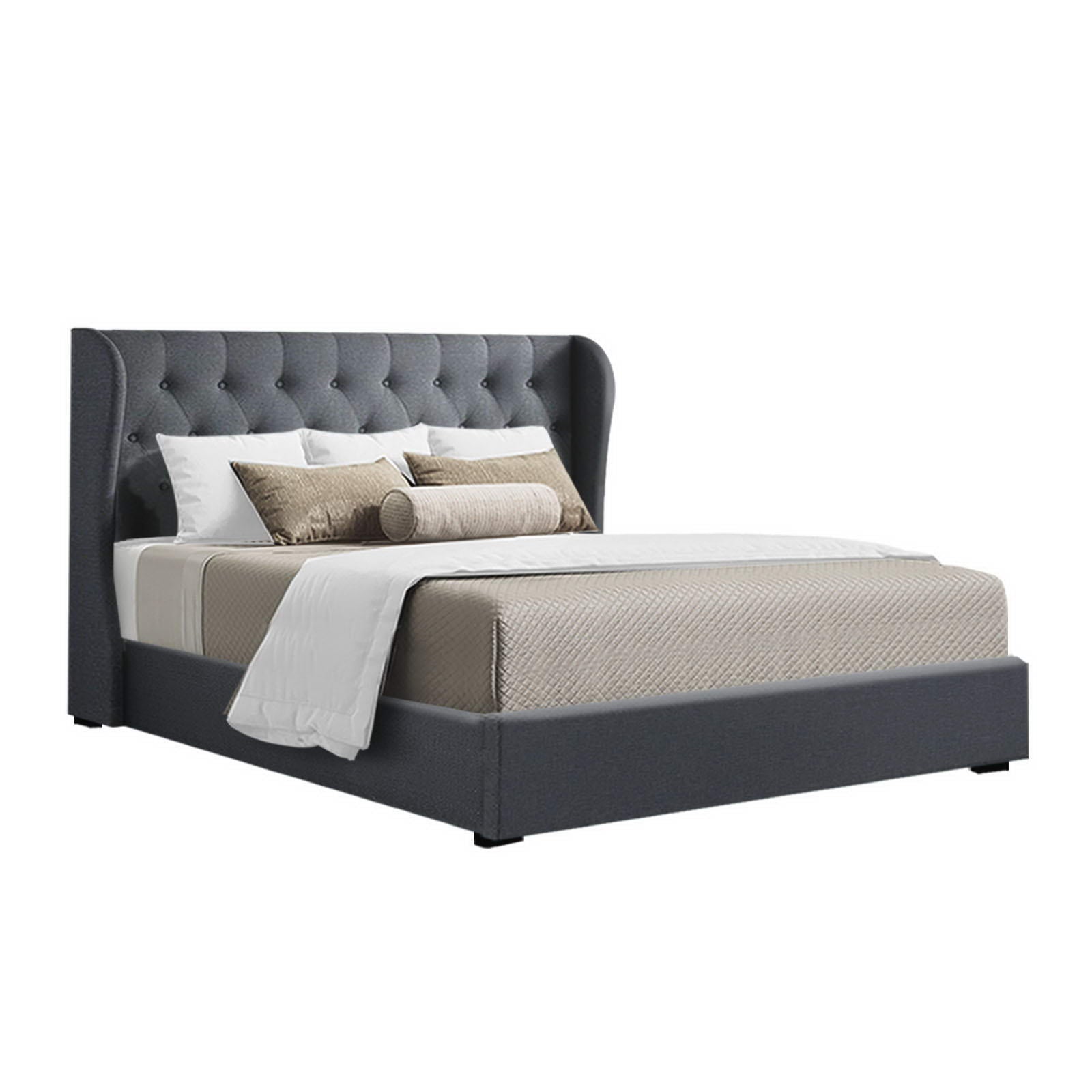 Artiss Bed Frame King Size Gas Lift Charcoal ISSA - TRENDZ