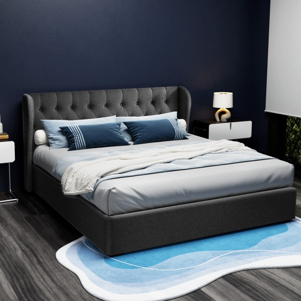 Artiss Bed Frame King Size Gas Lift Charcoal ISSA - TRENDZ