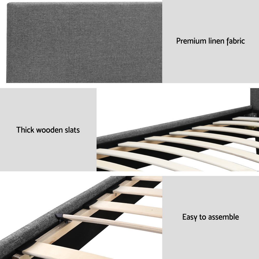 Artiss Bed Frame King Single Size Grey NEO - TRENDZ