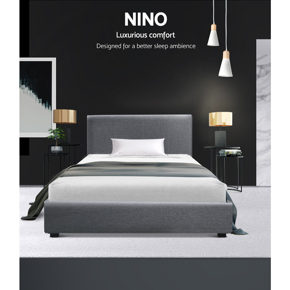 Artiss Bed Frame King Single Size Gas Lift Grey NINO - TRENDZ