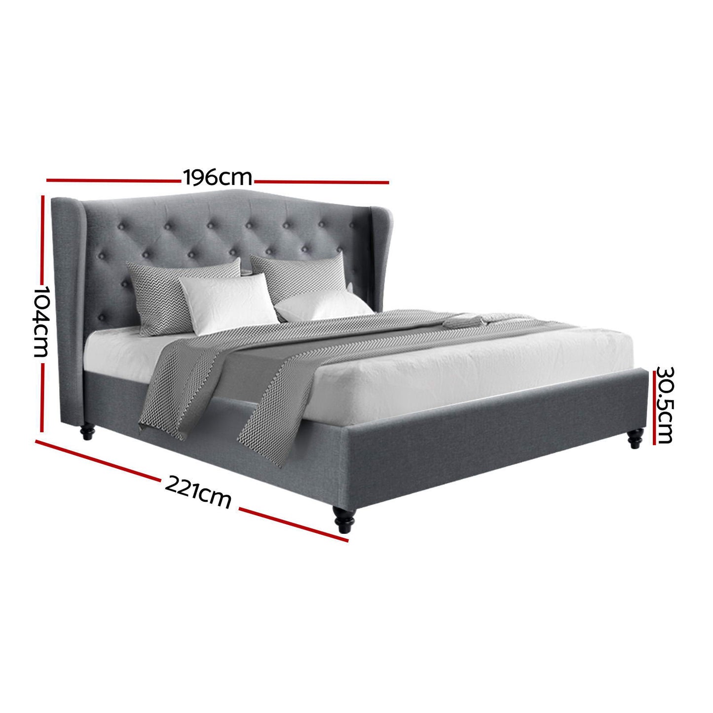 Artiss Bed Frame King Size Grey PIER - TRENDZ