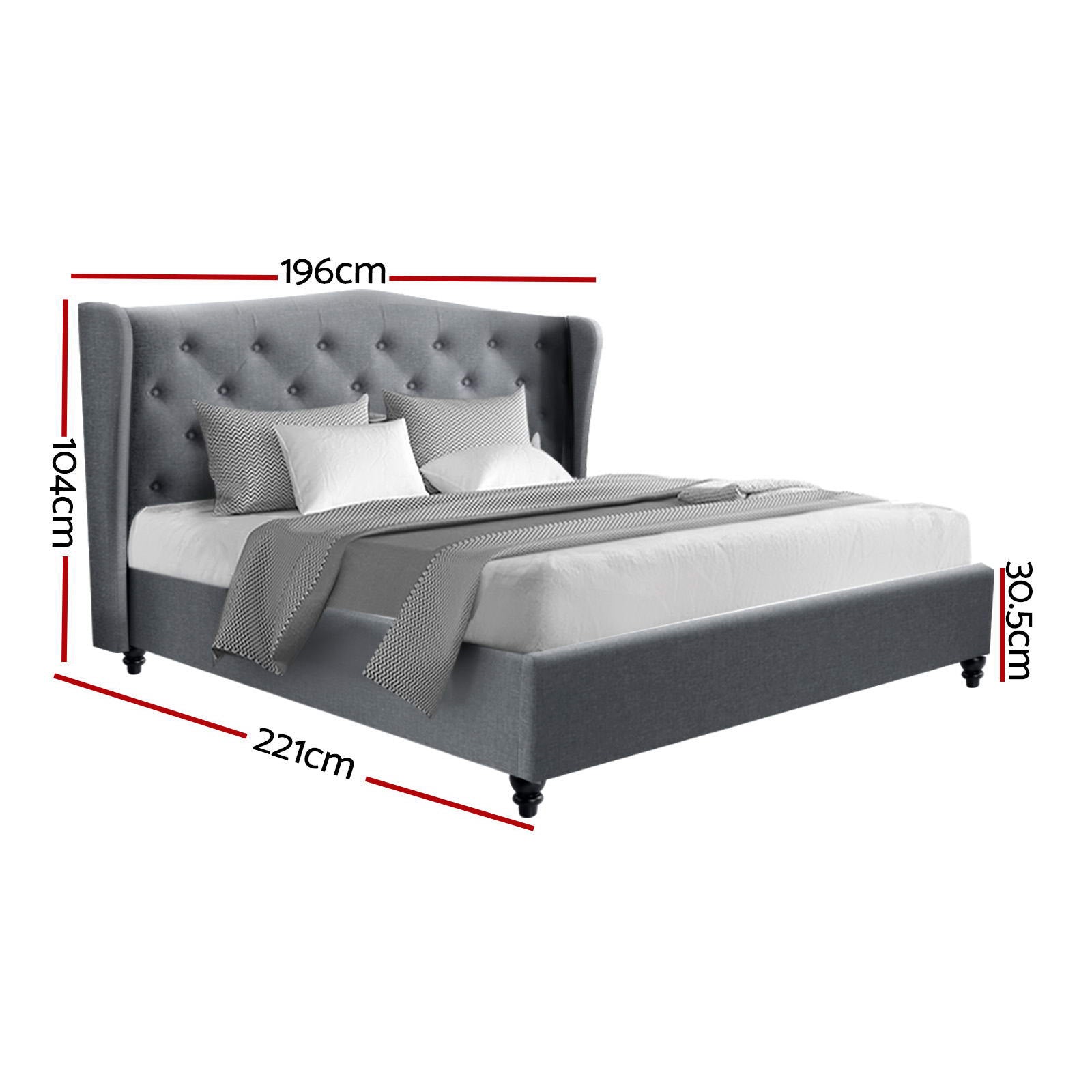 Artiss Bed Frame King Size Grey PIER - TRENDZ