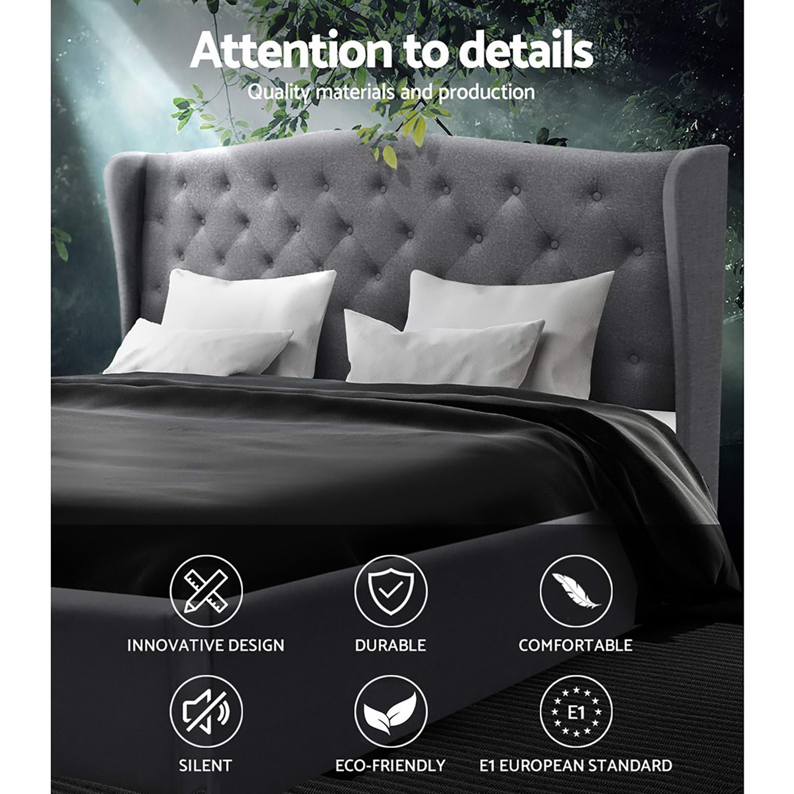 Artiss Bed Frame King Size Grey PIER - TRENDZ