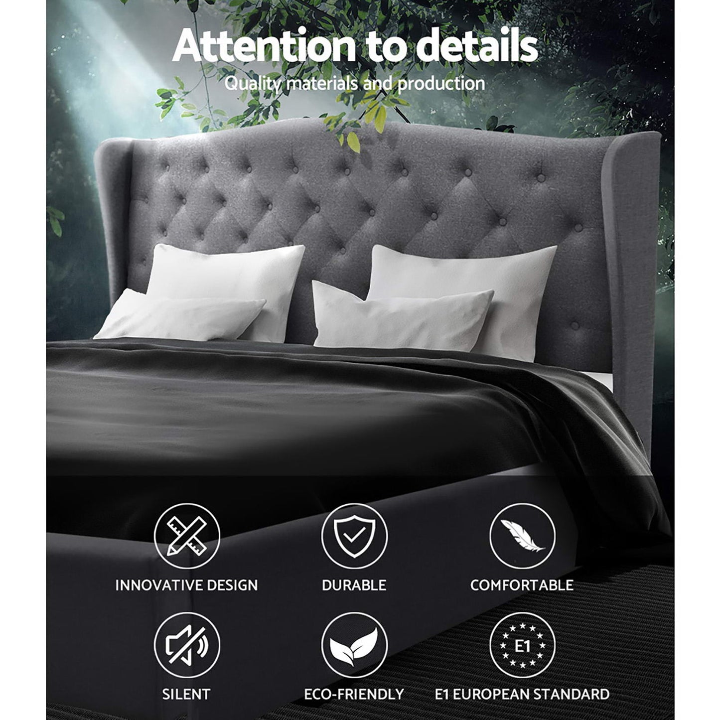 Artiss Bed Frame King Size Grey PIER - TRENDZ