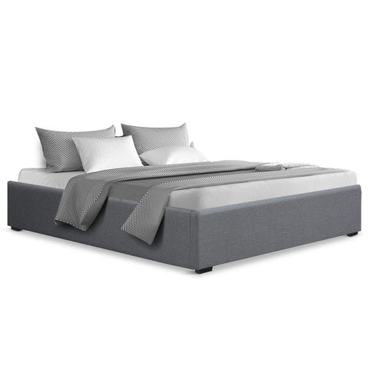 Artiss Bed Frame Queen Size Gas Lift Base Grey TOKI - TRENDZ