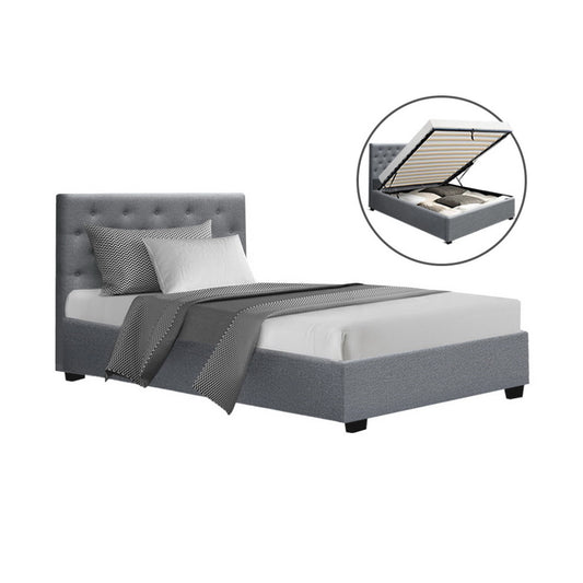 Artiss Bed Frame King Single Size Gas Lift Grey VILA - TRENDZ