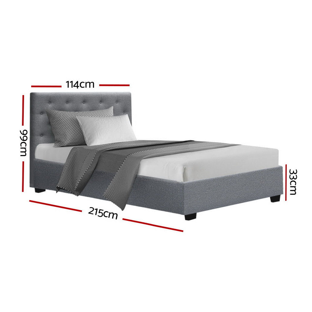 Artiss Bed Frame King Single Size Gas Lift Grey VILA - TRENDZ