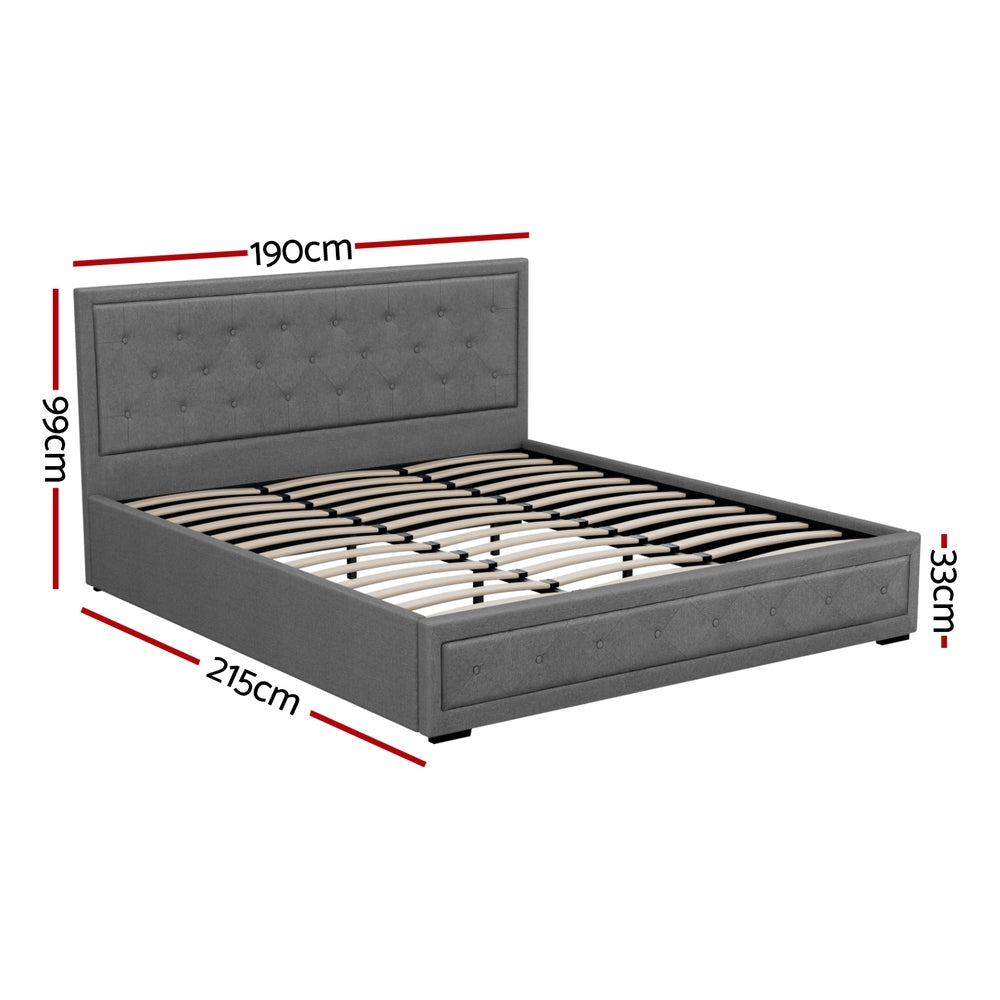 Artiss Bed Frame King Size Gas Lift Grey TIYO - TRENDZ