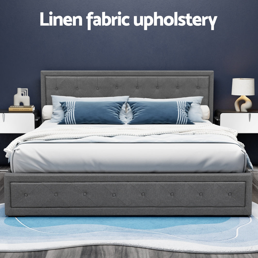 Artiss Bed Frame King Size Gas Lift Grey TIYO - TRENDZ